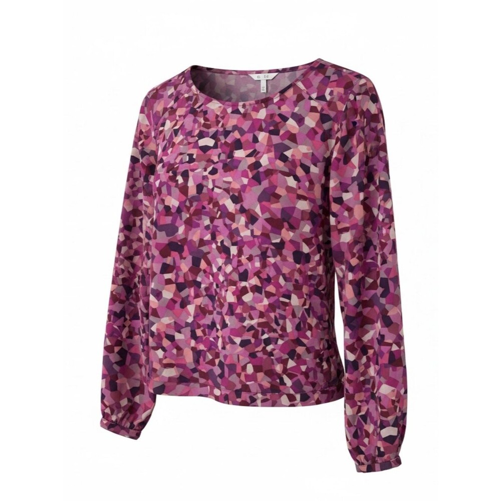 CAbi Kaleidoscope Blouse #571 Pink Mosaic-Print Long-Sleeve Blouse - Size M